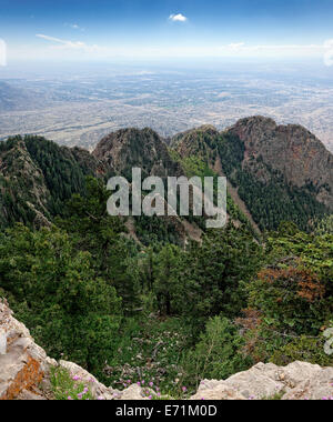Vista da Sandia Peak di Albuquerque, NM Foto Stock