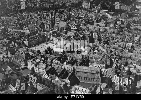 Storico Vista aerea di Norimberga nel 1936, riproduzione, Norimberga, Media Franconia, Baviera, Germania Foto Stock