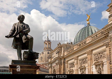 Gottfried Semper monumento e l'Accademia di Belle Arti di Dresda, Sassonia, Germania, Europa Foto Stock