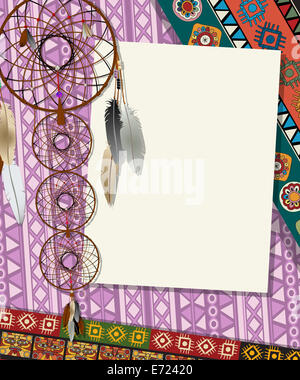 Scheda Testo, collage con american indian dream catcher Foto Stock