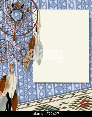 Scheda Testo, collage con american indian dream catcher Foto Stock