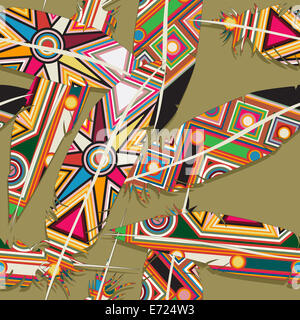 Piuma ikat mostrando seamless pattern design Foto Stock