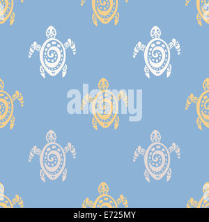 Le tartarughe di mare. Vettore di Seamless pattern. Foto Stock