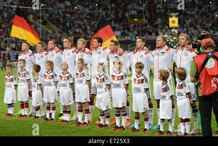 Duesseldorf, Germania. 03Sep, 2014. Germania nazionale della squadra di calcio posa per una foto di gruppo prima internazionale per la partita di calcio tra Germania e Argentina a Esprit Arena a Duesseldorf in Germania, 03 settembre 2014. Foto:Bernd Thissen/dpa/Alamy Live News Foto Stock