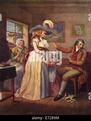 La storia di laetitia il genitore virtuoso per artista George Morland ( 1763 - 1804 ) pittore inglese di scene rustiche. Foto Stock