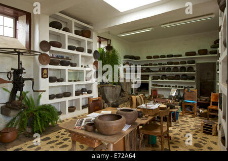 Studio di Ramón Barreto, chi artigianato ceramiche secondo la vecchia esempi delle Canarie, in El Molino mulino a vento a Villa de Mazo Foto Stock