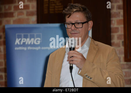 Londra, Regno Unito. 4 Sep, 2014. Mat Jackson altoparlanti al nono sino-britannica Golf Giornata della Carità a Brocket Hall Golf Club in Inghilterra. Credito: Vedere Li/Alamy Live News Foto Stock