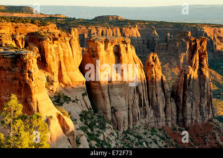 Monumenti di pietra arenaria e formazioni dal monumento vista del Canyon, Colorado National Monument, Grand Junction, Colorado, STATI UNITI D'AMERICA Foto Stock