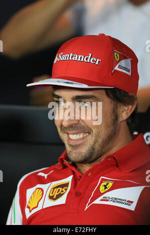 Monza, Italia. 04 Sep, 2014. Italiano F1 Grand Prix. Scuderia Ferrari F1 driver Fernando Alonso durante il giovedì campionato FIA di F1 driver conferenza stampa Credito: Azione Sport Plus/Alamy Live News Foto Stock