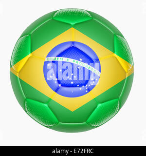 Pallone da calcio mappatura con Bandiera Brasile Foto Stock