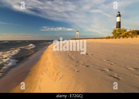 Grande Punto Sable Faro sul Lago Michigan a Ludington parco statale, Michigan, Stati Uniti d'America. Foto Stock