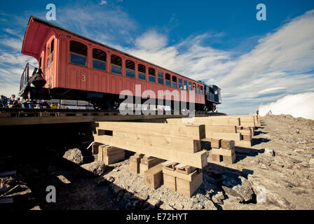 Cog Railway sulla sommità del Monte Washington nel New Hampshire. Foto Stock