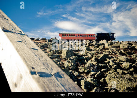 Cog Railway sulla sommità del Monte Washington nel New Hampshire. Foto Stock