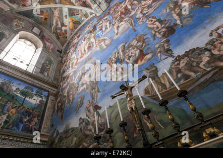 La Cappella Sistina il Giudizio Universale dipinto da Michelangelo Foto Stock