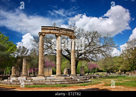 Il philippeion all antica Olympia (patrimonio mondiale dell'unesco), ileia ("elis'), Peloponneso e Grecia. Foto Stock