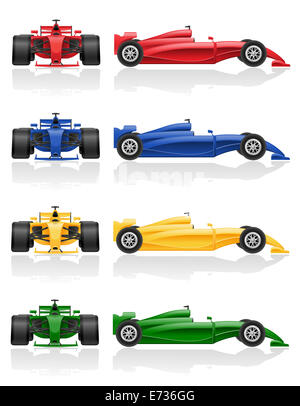 Impostare i colori delle icone auto racing illustrazione isolati su sfondo bianco Foto Stock