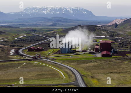 L'energia geotermica Krafla Power Station, la più grande stazione elettrica geotermica in Islanda, si trova vicino al vulcano Krafla, Islanda Foto Stock