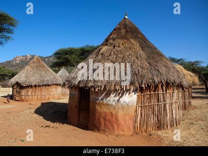 Villaggio Tradizionale nella tribù Borana, Ola Alakadjilo, Etiopia Foto Stock