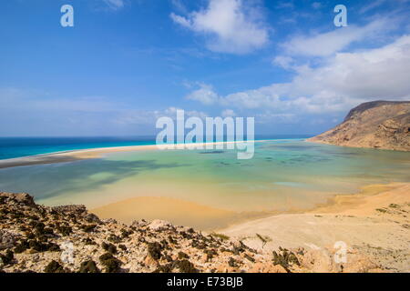 Laguna Detwah Qalansia vicino alla costa occidentale dell'isola di Socotra, Sito Patrimonio Mondiale dell'UNESCO, Yemen, Medio Oriente Foto Stock