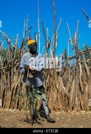 Cerimonia di lutto in Hamer Tribe, Turmi, Valle dell'Omo, Etiopia Foto Stock