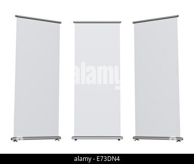 Blank roll-up display banner, isolato Foto Stock