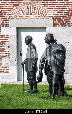 Sculture a Landcommanderij Alden Biesen / Commanderie di Alden Biesen, castello del XVI secolo in corrispondenza di Rijkhoven / Bilzen, Belgio Foto Stock