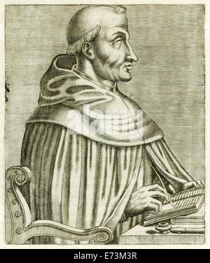 San Tommaso d Aquino (1225-1274) da "Vero ritratti…" da André Thévet pubblicato nel 1594. Vedere la descrizione per maggiori informazioni. Foto Stock