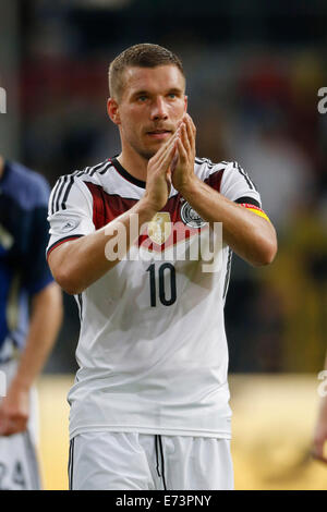 Duesseldorf , Germania, DFB , calcio, squadra nazionale di calcio tedesca, Amichevole Germania vs. Argentina 2-4 in Esprit-Arena Stadium di Duesseldorf il 03.09.2014 Lukas Podolski (GER) Foto : Norbert Schmidt Foto Stock