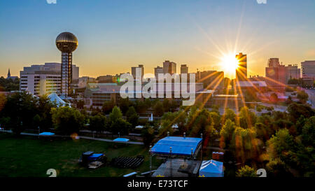 Sunrise a Knoxville in Tennessee e sullo skyline Foto Stock