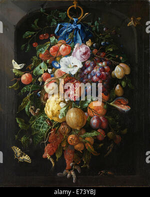 Festone di fiori e frutti - di Jan Davidsz de Heem, 1660 - 1670 Foto Stock