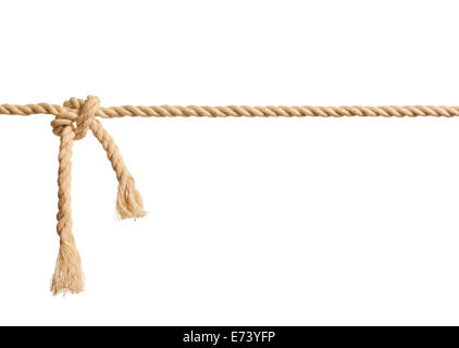 Nodo di corda su sfondo bianco Foto Stock