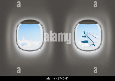 In aereo o in jet windows, concetto di volo. Foto Stock
