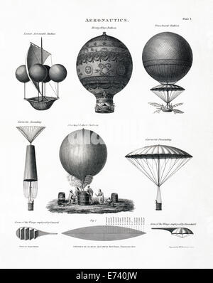 I palloni ad aria calda, 1818 Disegno Foto Stock