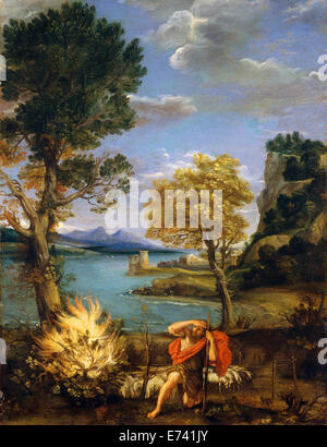 Paesaggio con Mosè e il roveto ardente - dal Domenichino, 1616 Foto Stock