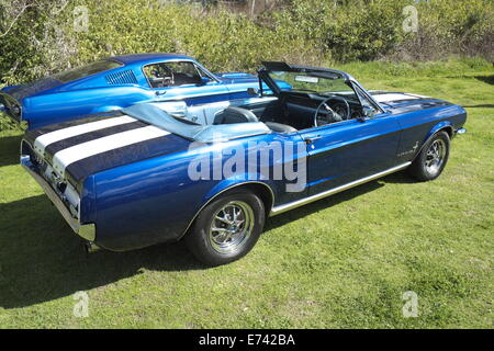 1967 ford mustang convertible e 1966 mustang coupe Sydney Classic Car Hire membri,Wisemans Ferry di Sydney Foto Stock