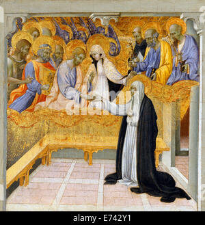 Il Matrimonio mistico di Santa Caterina da Siena - di Giovanni di Paolo, 1400s Foto Stock