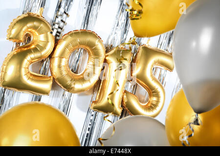 Nuovo anno 2015 decorato con palloncini Foto Stock