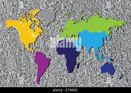 La colorata colazione continentale della mappa del mondo. Foto Stock