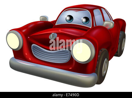 Un rosso cartoon mascotte per auto con una felice espressione Foto Stock
