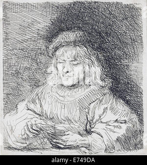 Il lettore carta - da Rembrandt Harmensz van Rijn, 1641 Foto Stock