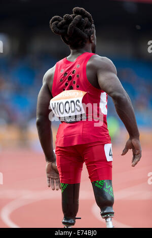 Regas Woods, Uomini 200m T42, 2014 IPC Sainsbury's Birmingham Grand Prix, Alexander Stadium, REGNO UNITO Foto Stock