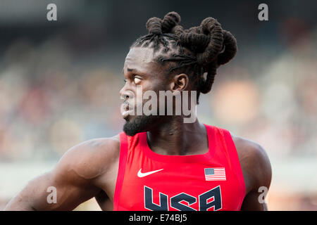 Regas Woods, Uomini 200m T42, 2014 IPC Sainsbury's Birmingham Grand Prix, Alexander Stadium, REGNO UNITO Foto Stock