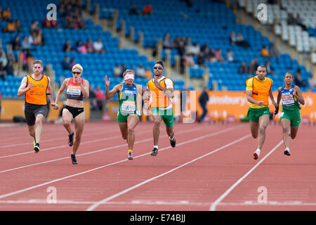 Terezina GUILHERMINA, Alice DE OLIVEIRA-CORREA & Katrin MUELLER-ROTTGARDT, Donne 100m T11-12, IPC Birmingham Grand Prix, REGNO UNITO Foto Stock