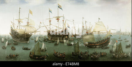 Il ritorno ad Amsterdam della seconda spedizione verso le Indie orientali - da Hendrik Cornelisz Vroom, 1599 Foto Stock