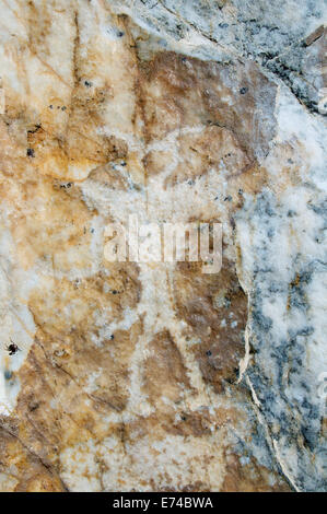 Immagini di persone, pittura Rock, rock Sagan-Zaba (White Rock) Lago Baikal, Siberia, Federazione russa Foto Stock