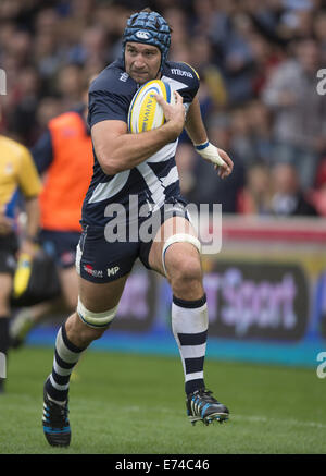 Manchester, Greater Manchester, UK. 6 Sep, 2014. Sett. 6, 2014 - AJ Bell Stadium, Greater Manchester, Regno Unito - Vendita di seconda fila MICHAEL PATERSON durante la vendita SQUALI -V- vasca partita di rugby in La Aviva Premiership: Steve Flynn-ZUMA Premere Credito: Steve Flynn/ZUMA filo/Alamy Live News Foto Stock