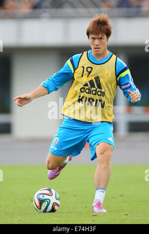 Atsubetsu athletic studium, Hokkaido, Giappone. 6 Sep, 2014. Gotoku Sakai Calcetto : sessione di prove libere dopo KIRIN Challenge Cup 2014 match tra Giappone - Uruguay a Atsubetsu athletic studium, Hokkaido, Giappone. © Giovanni Osada AFLO/sport/Alamy Live News Foto Stock