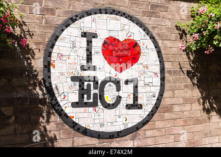 Io amo E.C.1 pittura murale - Londra Foto Stock