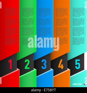 Infographics in stile carta con colonne colorate e voci numerate da uno a cinque Foto Stock