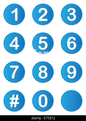 Illustrato un insieme di pulsanti con i numeri su Foto Stock